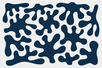 Wall Mural - blue matisse patern, set of organic shapes in modern style, seamless pattern background, vector abst