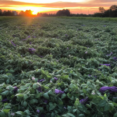 Canvas Print -  A sprawling field of catnip with a lost glove
