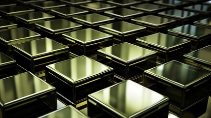 Poster - Gold cubes background 3d render, AI