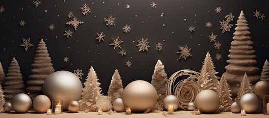 Poster - The Christmas background features an abstract pattern with a vintage texture creating a stunning design for the banner The paper frame complements the nature inspired elements while the vin