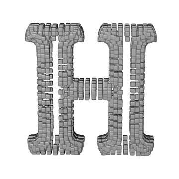 Symbol made of gray cubes. letter h