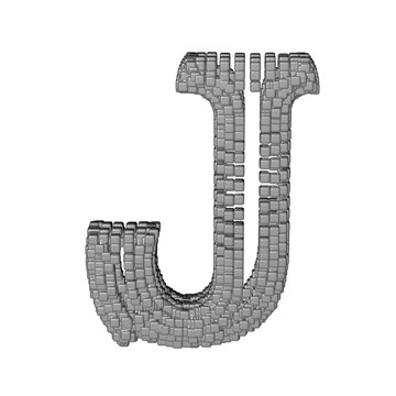 Symbol made of gray cubes. letter j
