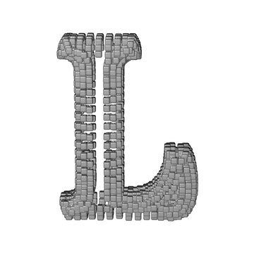 Symbol made of gray cubes. letter l