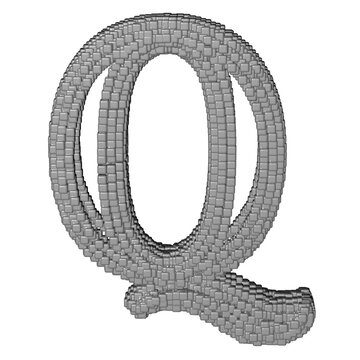 Symbol made of gray cubes. letter q