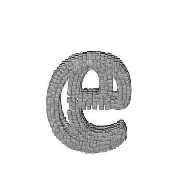 Symbol made of gray cubes. letter e