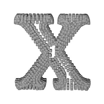 Symbol made of gray cubes. letter x