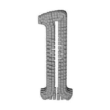 Symbol made of gray cubes. letter l