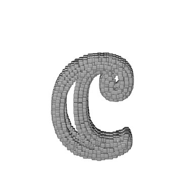Symbol made of gray cubes. letter c
