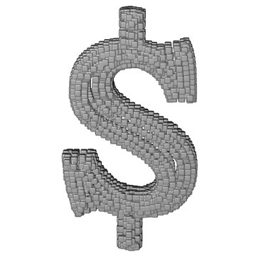 Symbol made of gray cubes