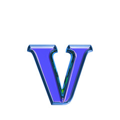 Blue symbol in a blue frame. letter v