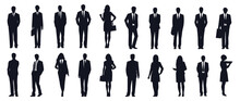 Set Of Businessman And Businesswoman Silhouette, Isolated On White Background