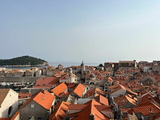 Canvas Print - Aerial view of the city with Adriatic Sea in the background, Dubrovnik, Croatia