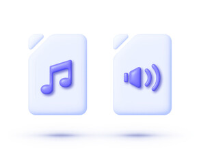Aufkleber - Audio file in 3d style on white background. Play sign. Vector illustration design