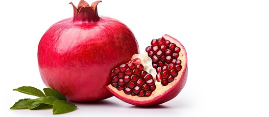 Wall Mural - Close up of pomegranate on white background