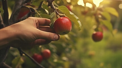 Wall Mural - hand picking cherry