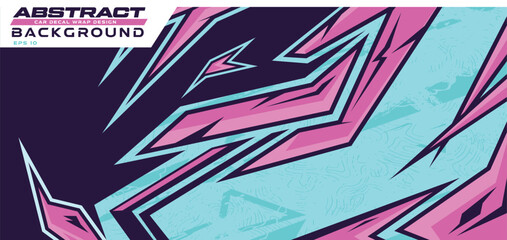 Wall Mural - Car decal wrap abstract background design vector illustration esport gaming banner simple modern pink blue social media cover photo illustration