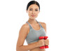 © Art_Photo - Portrait of sport slim fit strength woman workout in sportswear sitting relax and do fitness exercise with dumbbell on white background.Diet concept.Fitness and healthy lifestyle