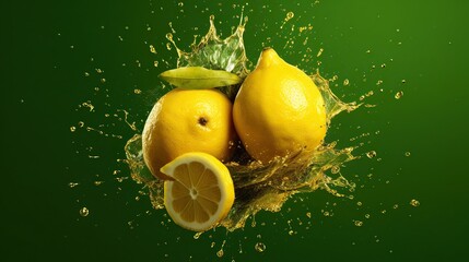 Wall Mural - lemon in water splash