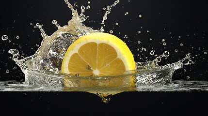 Poster - lemon in water splash