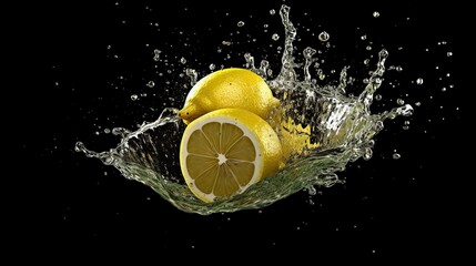 Wall Mural - lemon in water splash