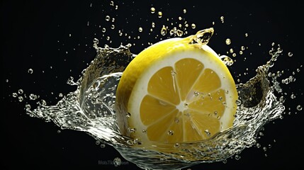 Wall Mural - lemon in water splash