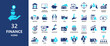 finance icons collection. 32 sets of finance icon designs. Solid icon elements.