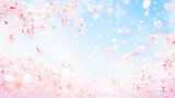 Fototapeta Zachód słońca - 青空と舞い散る桜の花びらのイラスト