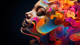 Woman with glamorous colorful gradients