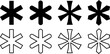 outline silhouette asterisk star icon set