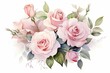 Watercolor of delicate rose bouquet. Generative AI