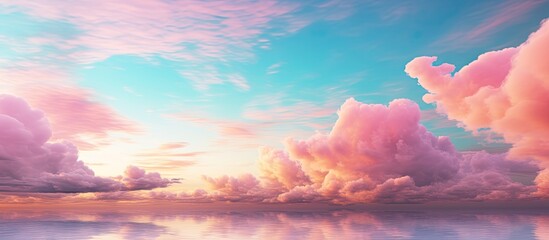 Poster - calm pastel sky at sunset with long stratus clouds natural beauty