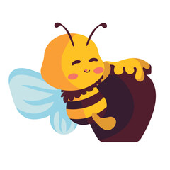 Sticker - cute bee and honey pot