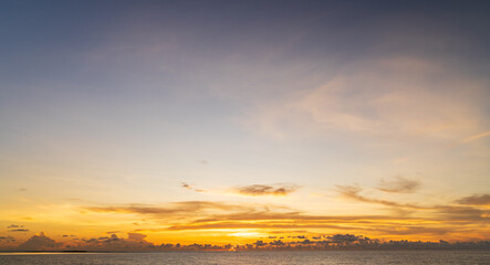 Wall Mural - abstract amazing scene of stuning colorful sunset or sunrise with clouds background in nature and tr