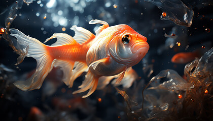 Sticker - Underwater motion reveals the beauty of multi colored aquatic animals generated by AI