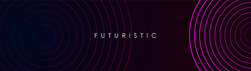 Poster - Printable vector Futuristic background design with glowing circular line art.