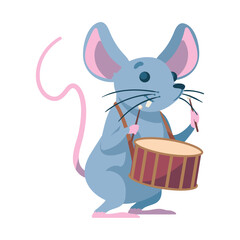 Wall Mural - animal playing instrument mouse with drum