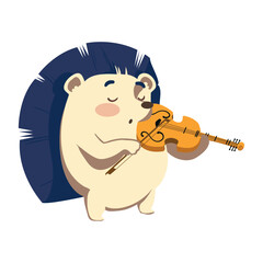 Poster - animal playing instrument hedgehog with violin