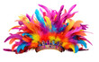 Colorful Brazilian Samba Dancers Headdress Feathers Isolated on Transparent Background PNG.