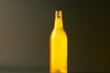 Empty yellow bottle on plain background. Generative AI