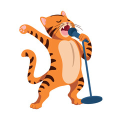 Canvas Print - animal playing instrument tiger with microphone