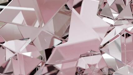 Poster - Elegant background with a polygonal crystal form. A 3D abstraction of a geometric jewelry surface. Background scenes with pink reflection crystals.