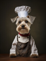 Wall Mural - An Anthropomorphic Dog Dressed Up like a Chef Wearing an Apron