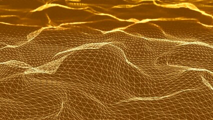 Poster - Abstract plexus fantasy background, wavy horizontal surface. Animation.Concept of digital data.