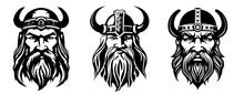 Set Of Vikings Heads  Silhouette 