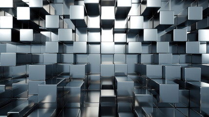 Poster - Abstract background with silver metal cubes