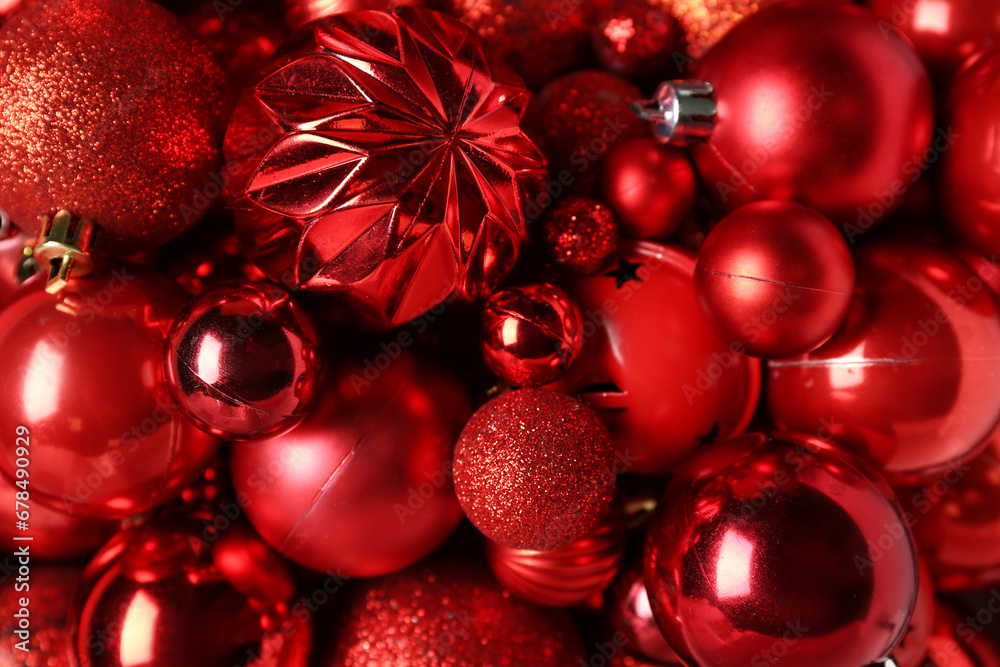 Red Christmas balls as background