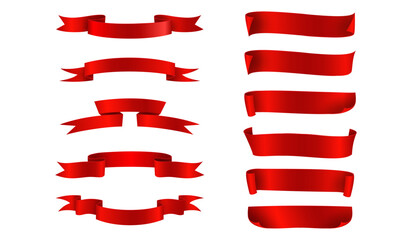 ribbon red color set collection christmas celebration element set vector illustration. celebration v