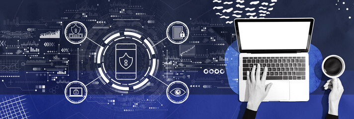 Poster - Data Privacy concept with person using a laptop computer