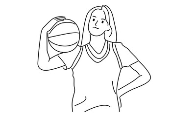 Wall Mural - line art of female professional basketball player