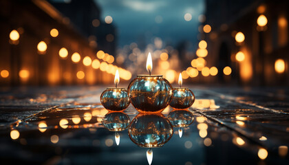 Canvas Print - Candlelight illuminates the night, reflecting spirituality and relaxation generated by AI